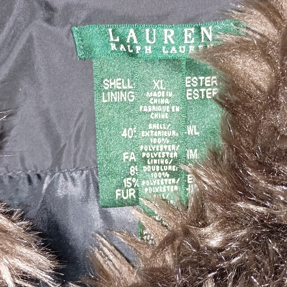 Lauren Ralph Lauren Women's Black Faux Fur-Collar Long Jacket Womens XL - Picture 3 of 6